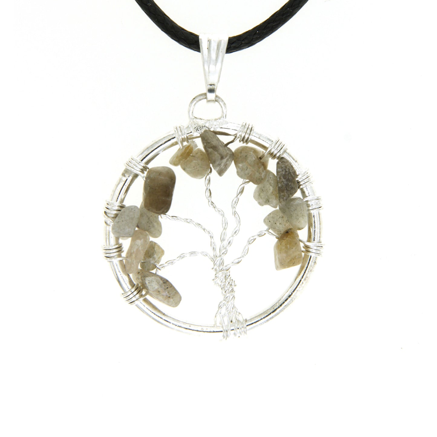 Labradorite Circle “Tree of Life" Pendant
