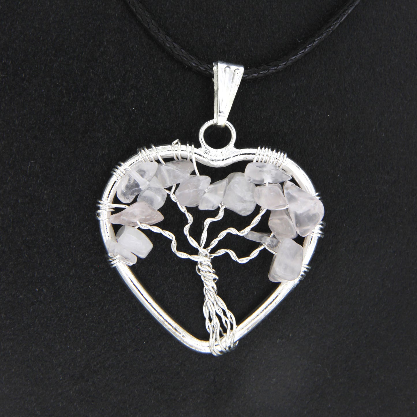 Rose Quartz Heart "Tree of Life" Pendant