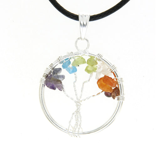 7 Chakra Circle "Tree of Life" Pendant