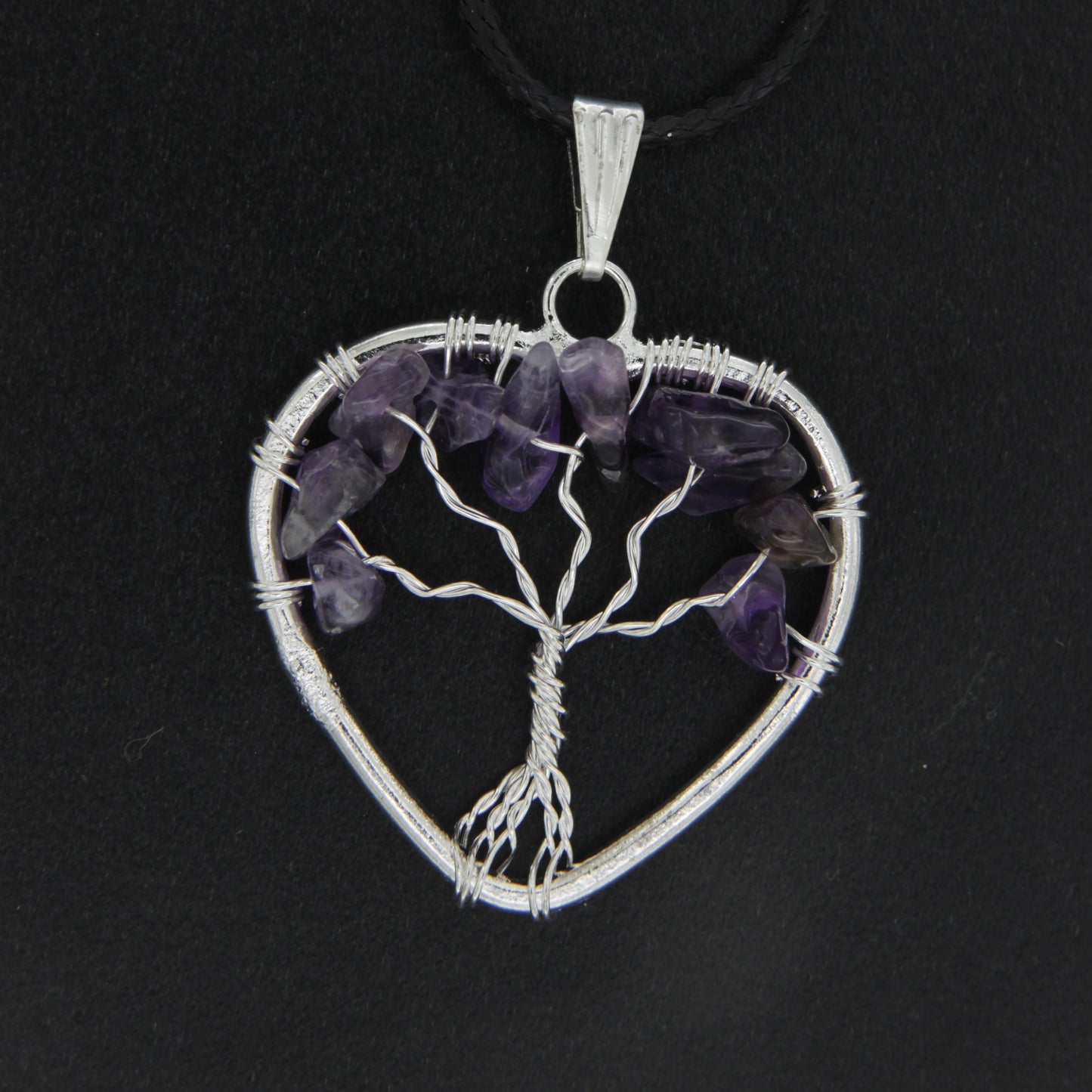 Amethyst Heart "Tree of Life" Pendant