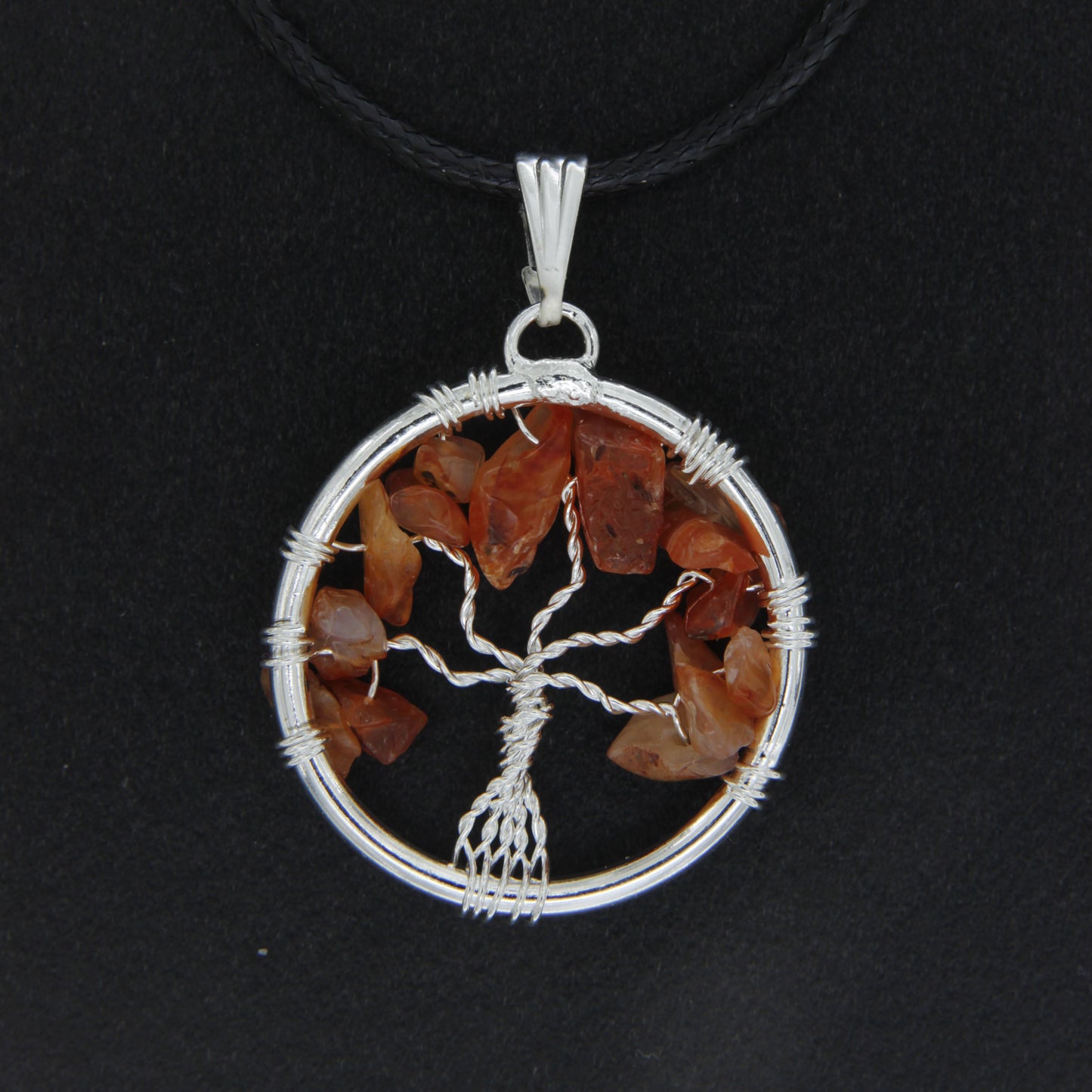 Carnelian Circle “Tree of Life" Pendant