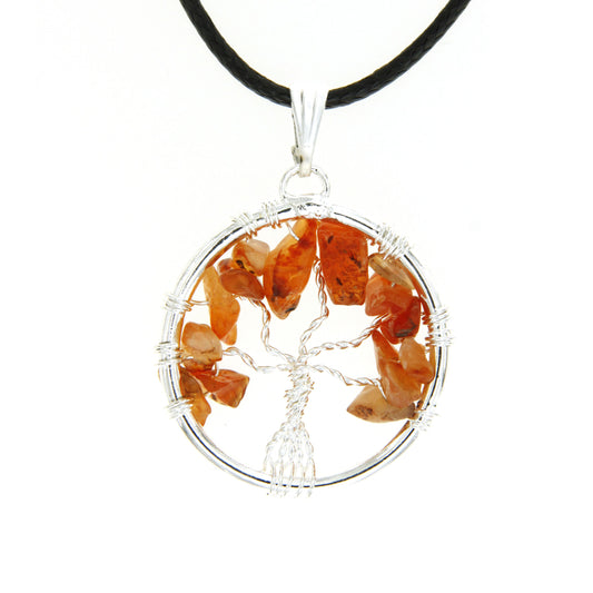 Carnelian Circle “Tree of Life" Pendant