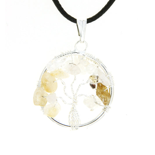 Citrine Circle “Tree of Life" Pendant