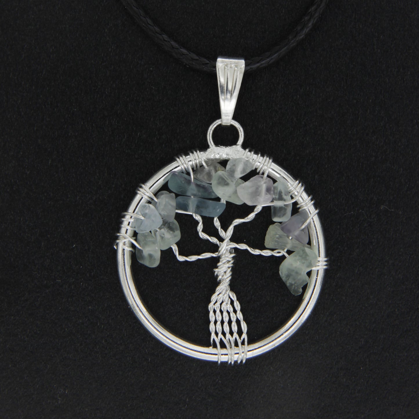 Fluorite Circle “Tree of Life" Pendant