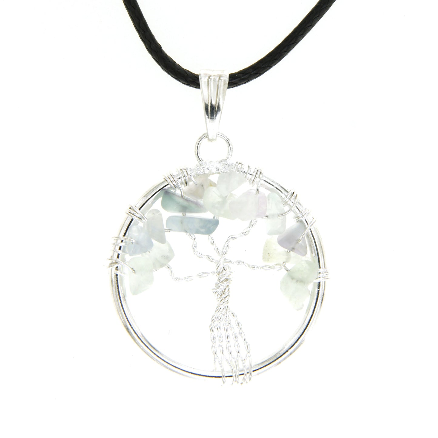 Fluorite Circle “Tree of Life" Pendant