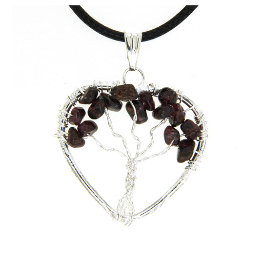 Garnet Heart "Tree of Life" Pendant