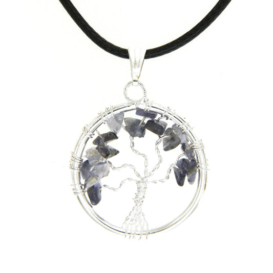 Iolite Circle “Tree of Life" Pendant