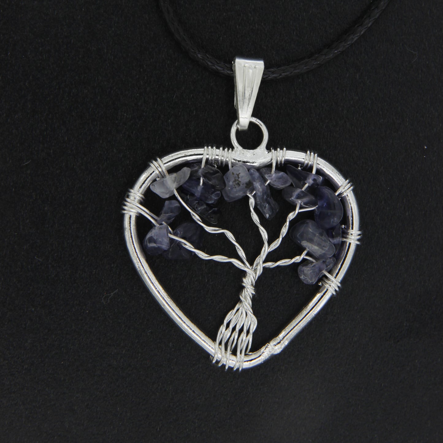 Iolite Heart "Tree of Life" Pendant