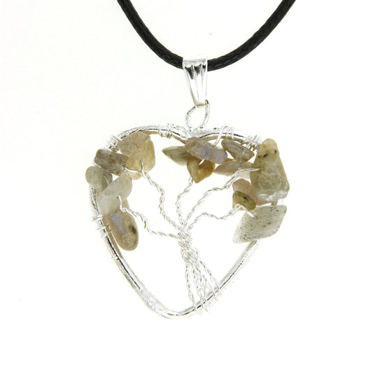 Labradorite Heart "Tree of Life" Pendant