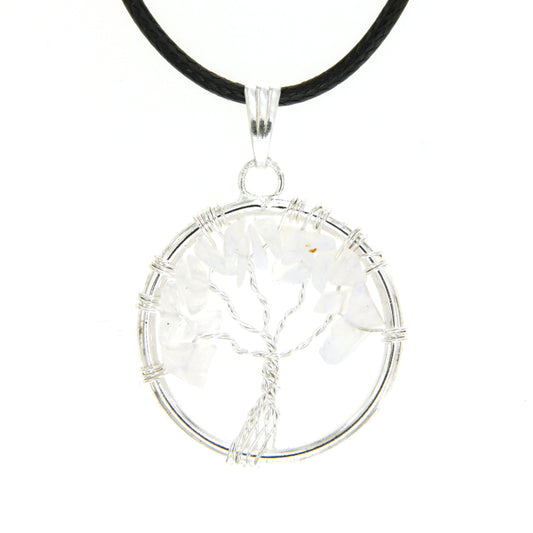 Opalite Circle “Tree of Life" Pendant