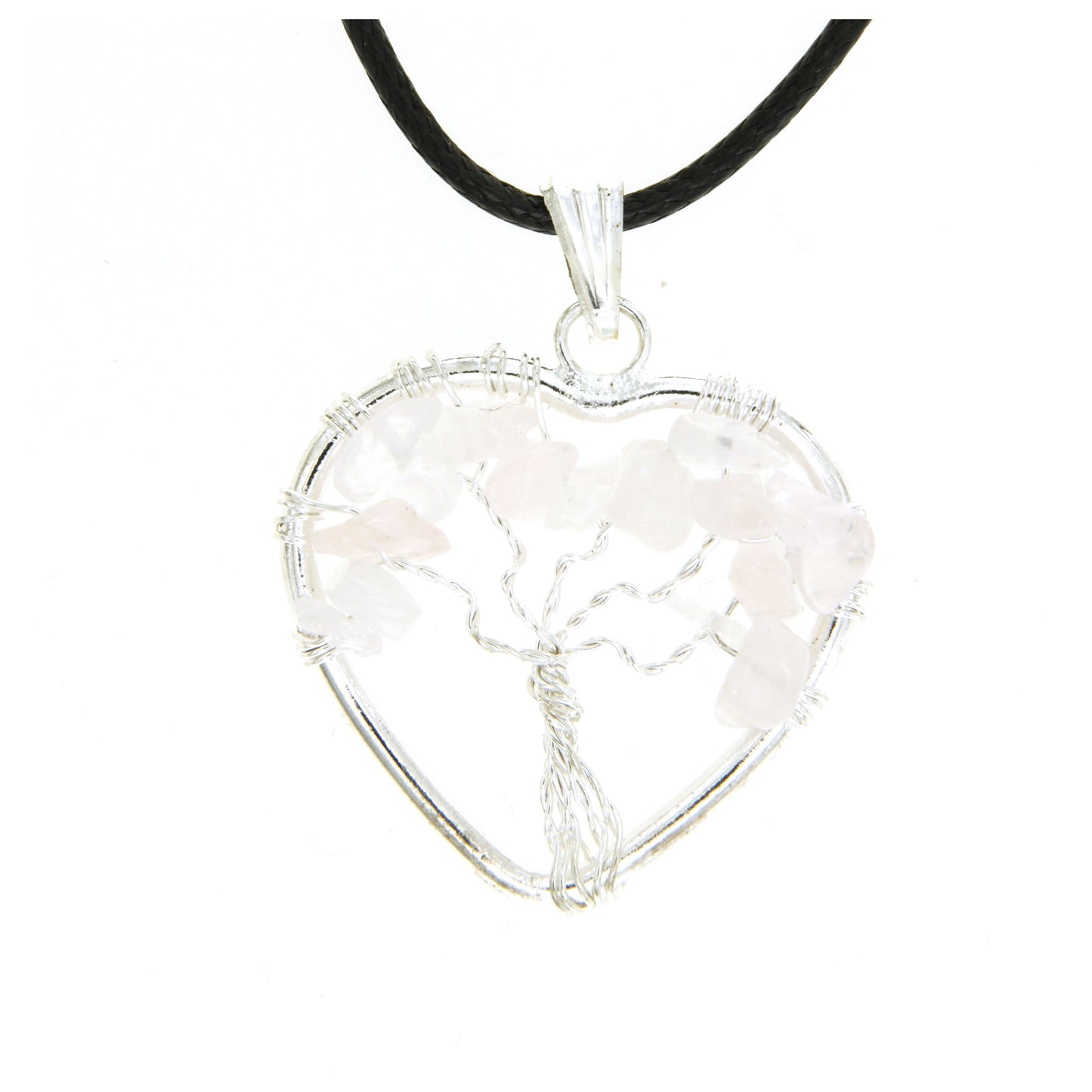 Rose Quartz Heart "Tree of Life" Pendant